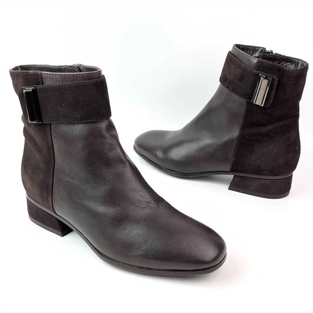 Aquatalia Lupita Leather and Suede Ankle Booties